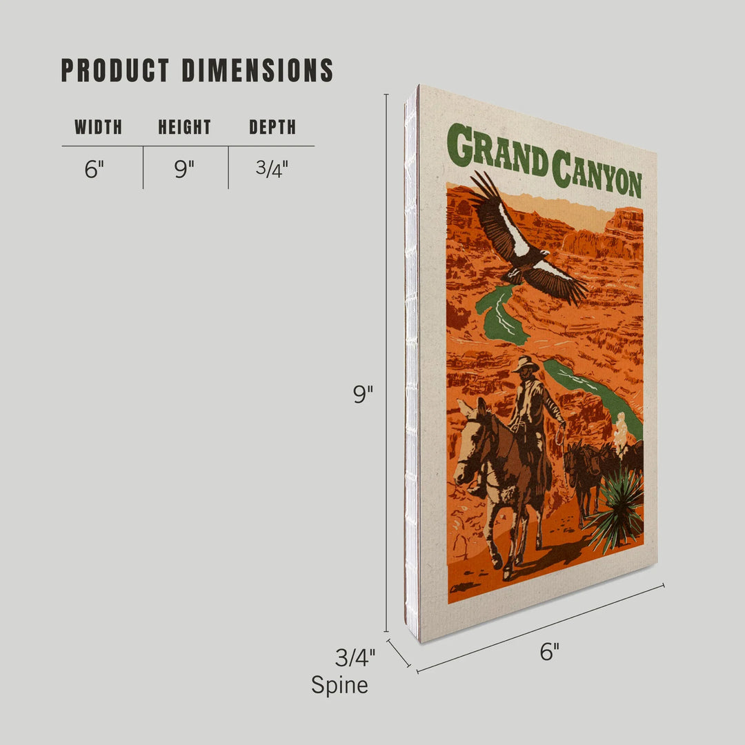 Lined 6x9 Journal, Grand Canyon National Park, Arizona, Woodblock, Lay Flat, 193 Pages, FSC paper