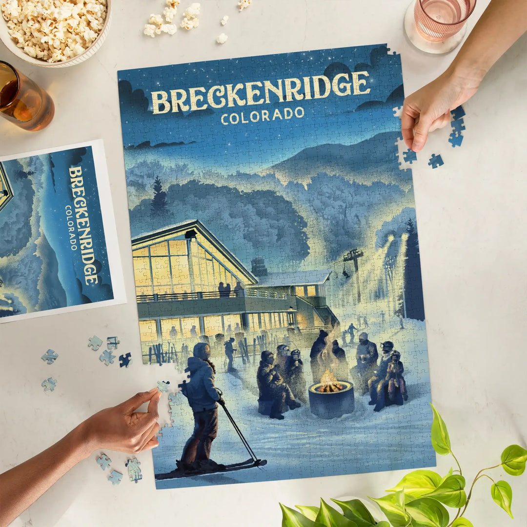 Breckenridge, Colorado, Snow Lodge, Lithograph, Jigsaw Puzzle