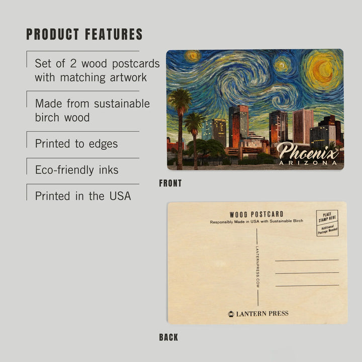 Phoenix, Arizona, Starry Night Series, Wood Sign and Postcards