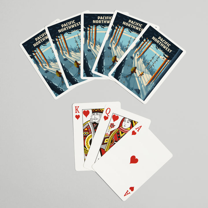 Playing Cards, Pacific Northwest, Better on Foot, Snowshoeing, 52 Card Deck with Jokers in Box, Unique Art