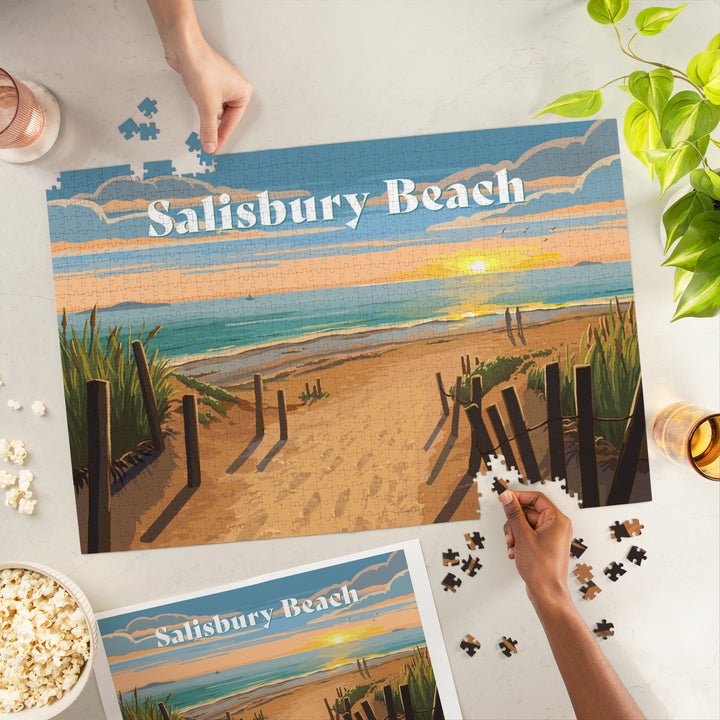 Salisbury Beach, Massachusetts, Painterly, Beach Path, Jigsaw Puzzle