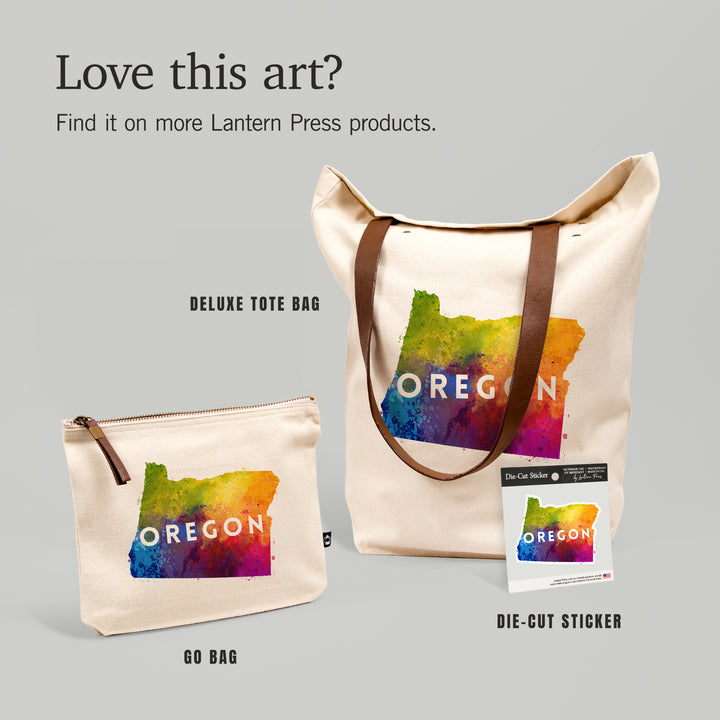 Oregon, State Abstract Watercolor, Contour, Lantern Press Artwork, Accessory Go Bag