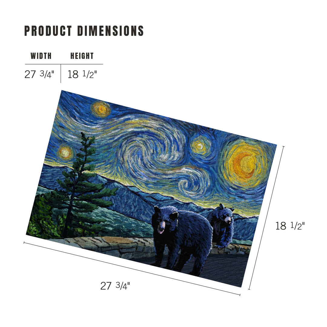 Starry Night, Black Bears, 1000 Piece Jigsaw Puzzle