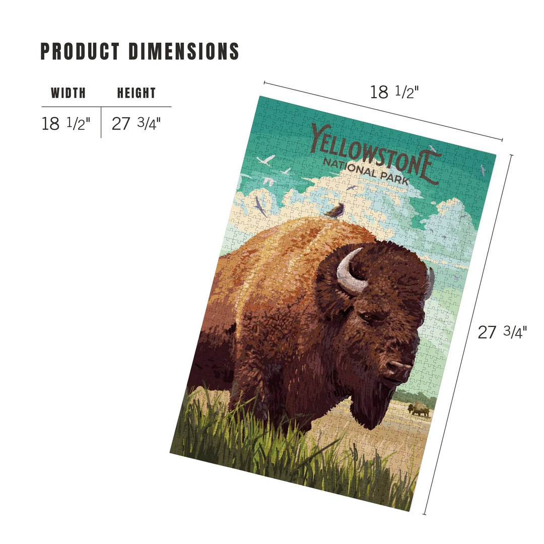 Yellowstone National Park, Wyoming, Painterly, Bison, 1000 Piece Jigsaw Puzzle