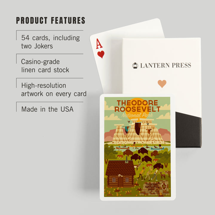 Playing Cards, Theodore Roosevelt National Park, North Dakota, Geometric National Park Series, 52 Card Deck with Jokers in Box, Unique Art