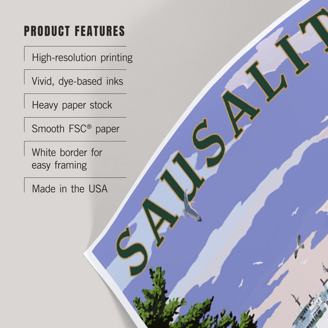 Sausalito, California, Coastal Scene, Bike and Ferry, Art & Giclee Prints
