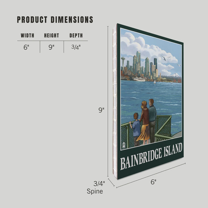 Lined 6x9 Journal, Bainbridge Island, Washington, Ferry and Seattle, Lay Flat, 193 Pages, FSC paper