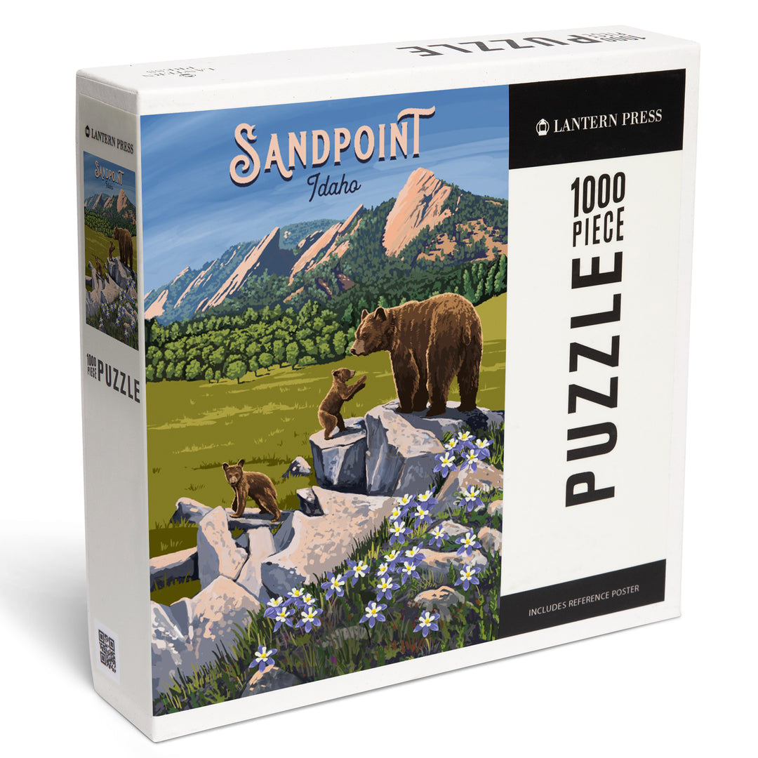 Sandpoint, Idaho, Painterly, Bear and Cubs, Jigsaw Puzzle