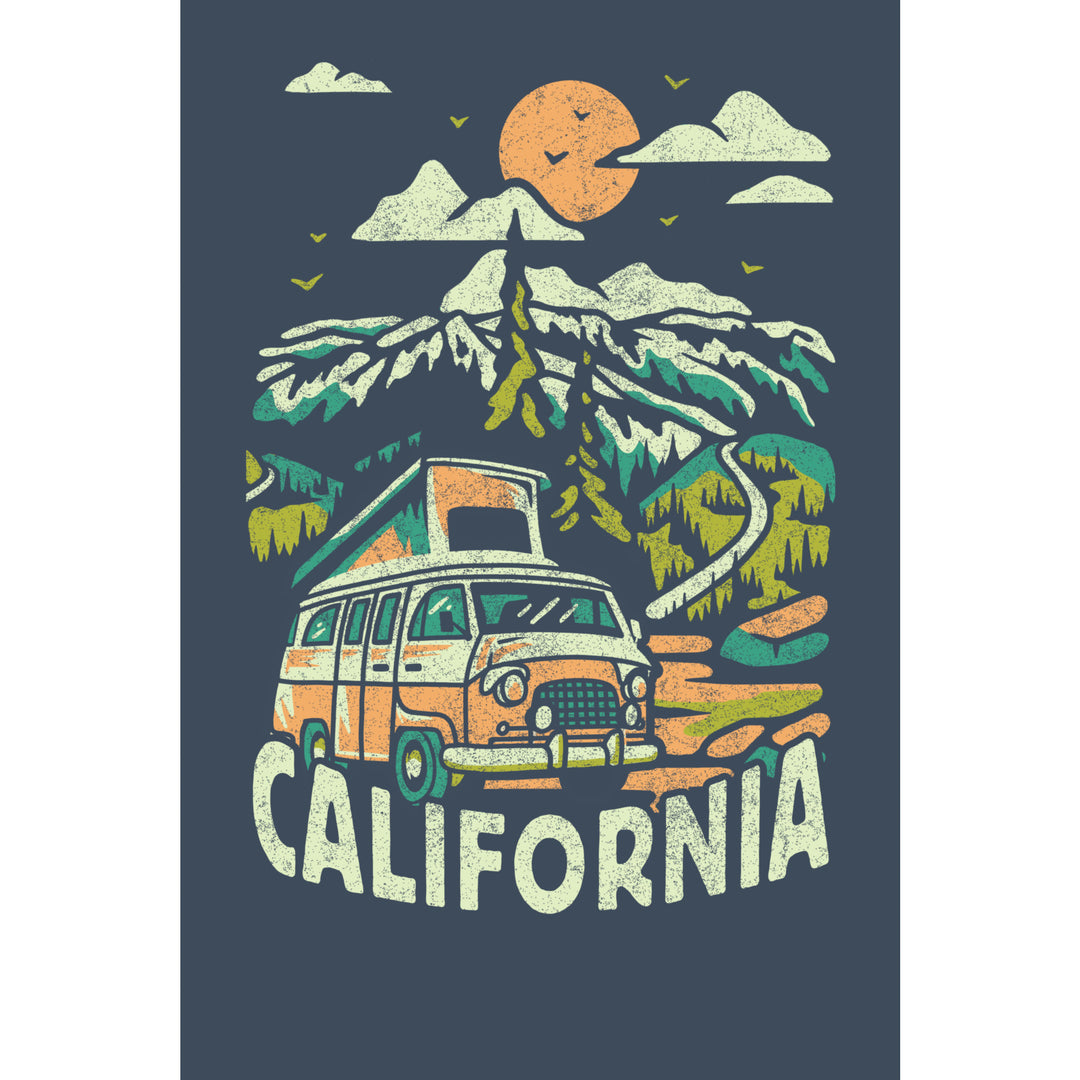 California, Distressed, Camper Van in the Mountains, Stretched Canvas