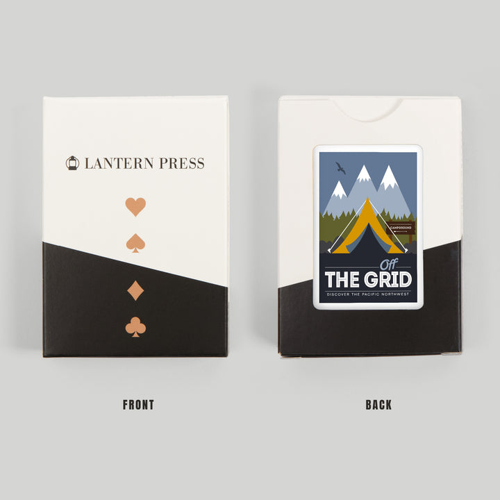Playing Cards, Discover the Pacific Northwest, Off the Grid, Tent, 52 Card Deck with Jokers in Box, Unique Art