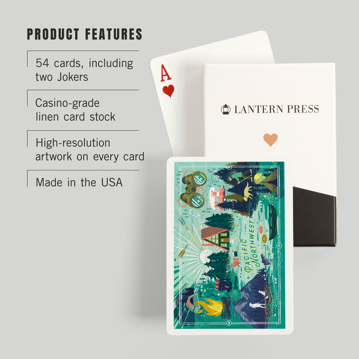 Playing Cards, Pacific Northwest, Lake Life Series, Collage, Landscape With Mountain, 52 Card Deck with Jokers in Box, Unique Art