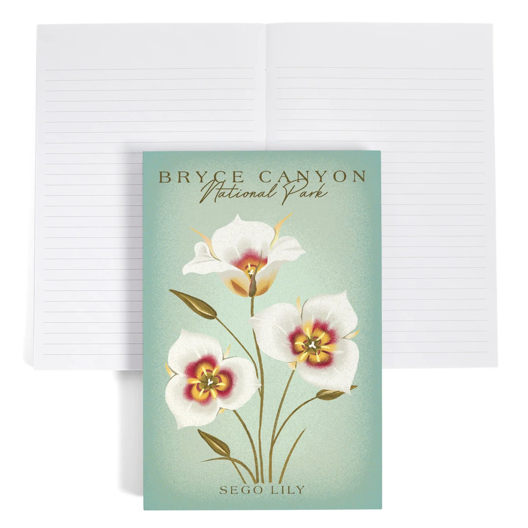 Lined 6x9 Journal, Bryce Canyon National Park, Vintage Flora Series, Sego Lily, Lay Flat, 193 Pages, FSC paper
