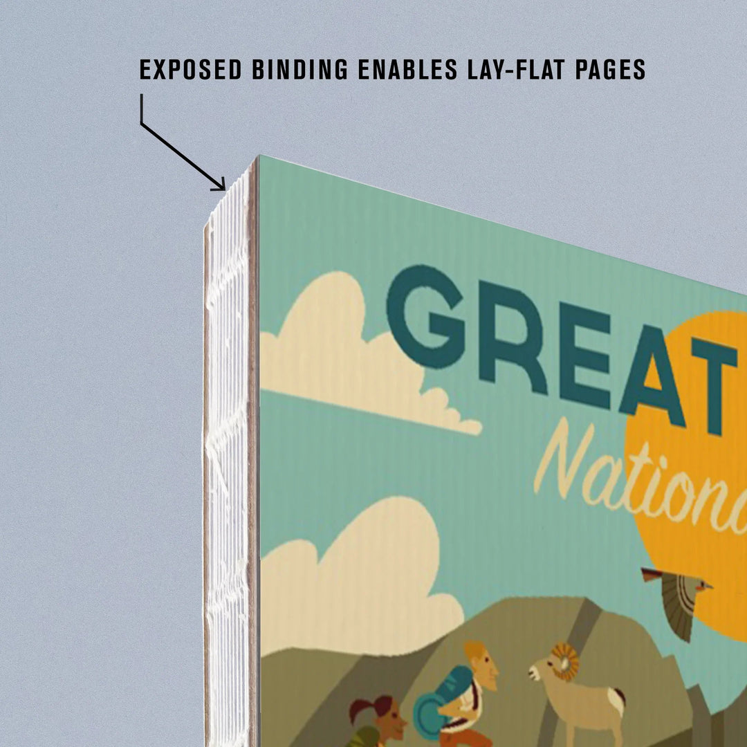Lined 6x9 Journal, Great Basin National Park, Geometric National Park Series, Lay Flat, 193 Pages, FSC paper