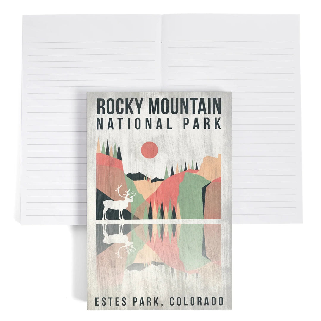 Lined 6x9 Journal, Rocky Mountain National park, Estes park, Colorado, Elk, Geometric Opacity Press, Lay Flat, 193 Pages, FSC paper