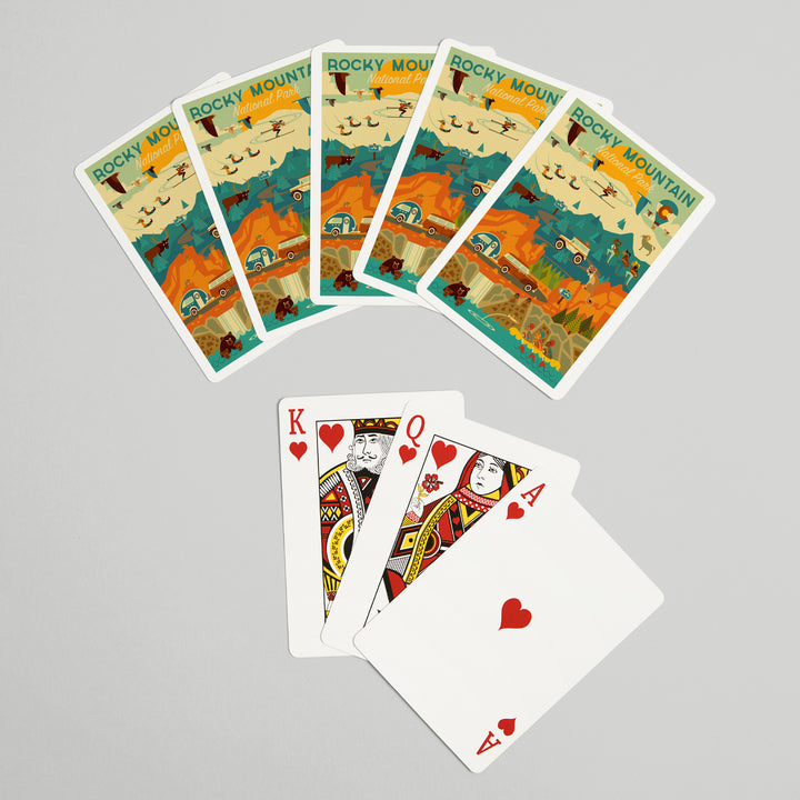 Playing Cards, Rocky Mountain National Park, Colorado, Geometric National Park Series, 52 Card Deck with Jokers in Box, Unique Art