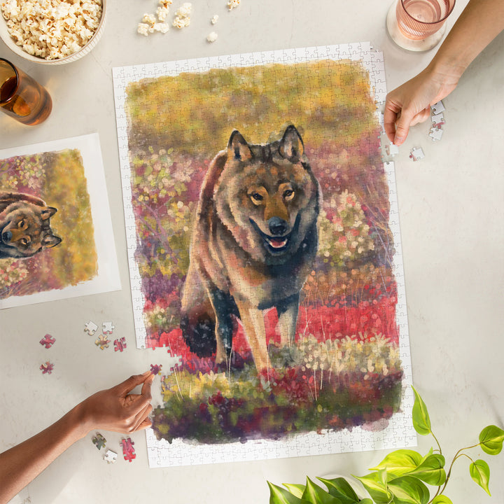 Watercolor Study, Gray Wolf, 1000 Piece Jigsaw Puzzle
