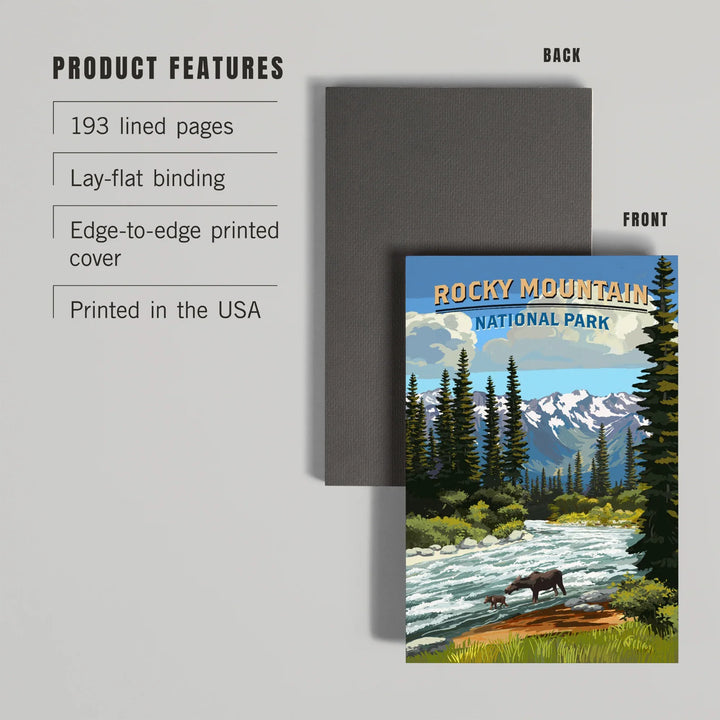 Lined 6x9 Journal, Rocky Mountain National Park, Moose and River Rapids, Lay Flat, 193 Pages, FSC paper
