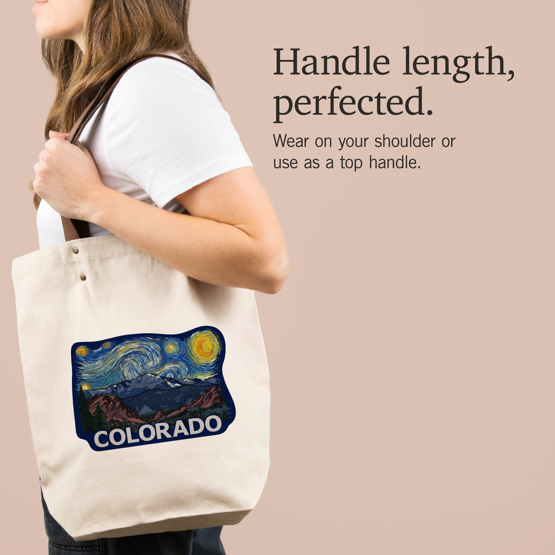 Colorado, Pikes Peak, Starry Night, Contour, Lantern Press Artwork, Accessory Go Bag