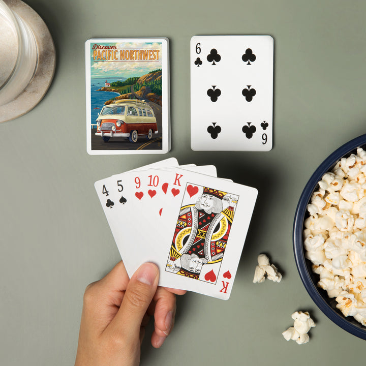 Playing Cards, Pacific Northwest, LP Camper Van, 52 Card Deck with Jokers in Box, Unique Art