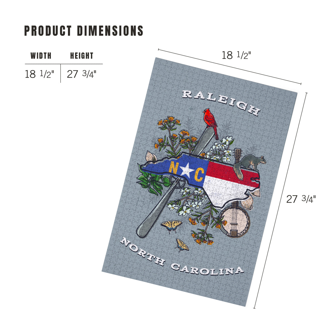 Raleigh, North Carolina, State Treasure Trove, 1000 Piece Jigsaw Puzzle