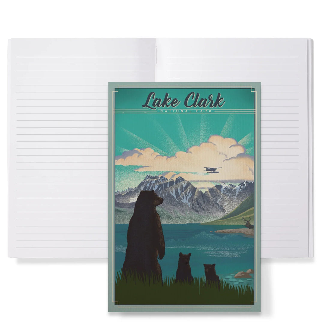 Lined 6x9 Journal, Lake Clark National Park, Alaska, Lithograph, Lay Flat, 193 Pages, FSC paper