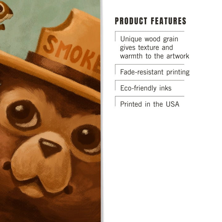 Smokey Bear and Squirrel, Officially Licensed, Wood Sign and Postcards