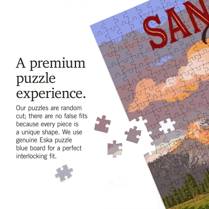 Sandpoint, Idaho, Painterly, Moose and Mountain at Sunset, Jigsaw Puzzle
