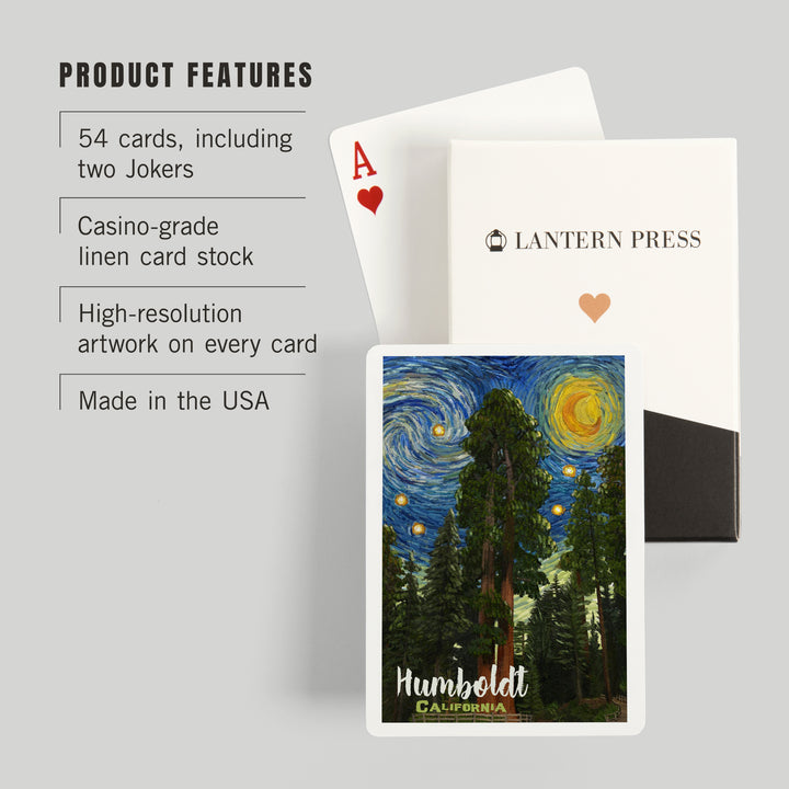 Playing Cards, Humboldt, California, Starry Night National Park Series, 52 Card Deck with Jokers in Box, Unique Art