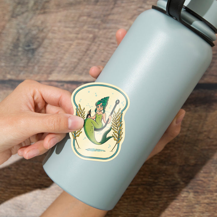 Vintage Mascot, Mermaid, Vinyl Sticker