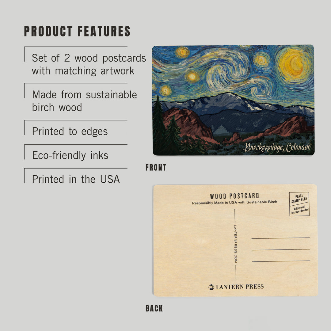 Breckenridge, Colorado, Pikes Peak, Starry Night, Wood Sign and Postcards