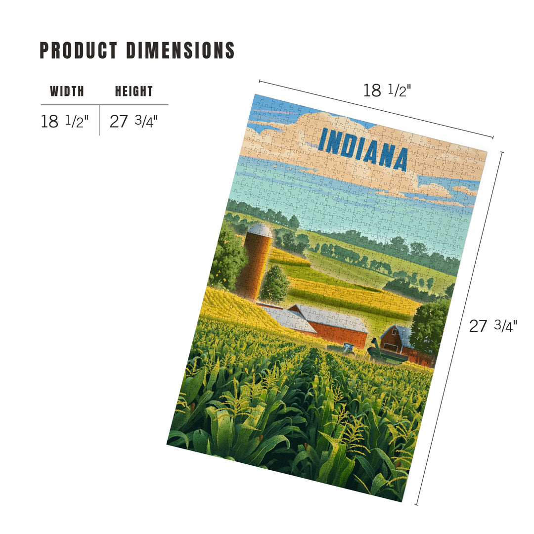 Indiana, Lithograph, Corn Harvest, Jigsaw Puzzle