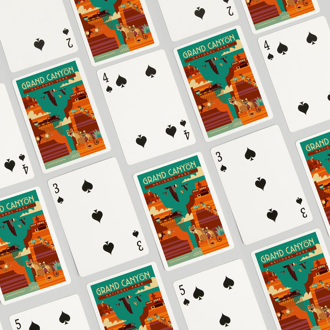 Playing Cards, Grand Canyon National Park, Arizona, Geometric, Simple Day Scene, 52 Card Deck with Jokers in Box, Unique Art