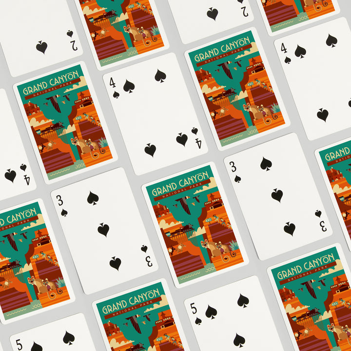Playing Cards, Grand Canyon National Park, Arizona, Geometric, Simple Day Scene, 52 Card Deck with Jokers in Box, Unique Art