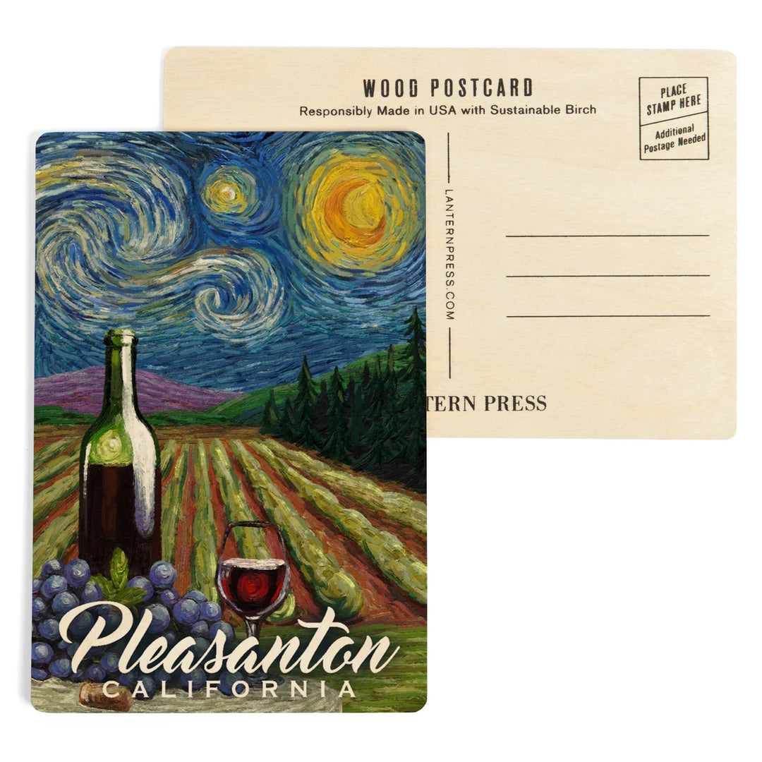 Pleasanton, California, Vineyard, Starry Night, Wood Sign and Postcards