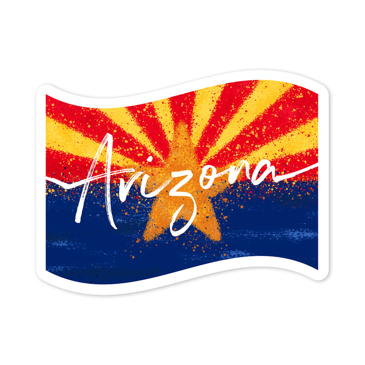Arizona, State Flag, Abstract Watercolor Splatter, Contour, Lantern Press Artwork, Vinyl Sticker