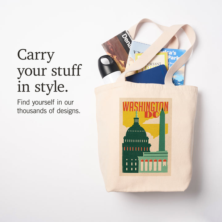 Washington, DC, Woodblock City Series, Architectural Landmarks, Tote Bag