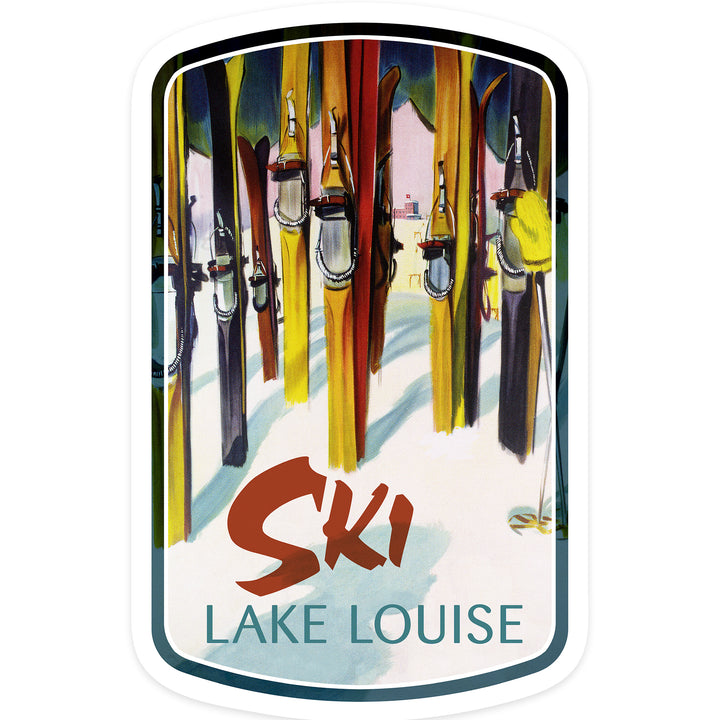 Lake Louise, Canada, Ski, Colorful Skis, Contour, Vinyl Sticker