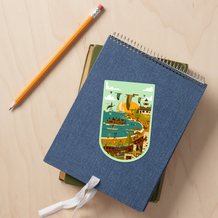 Wildlife, Lighthouse and Coastal Life Illustration, Vinyl Sticker