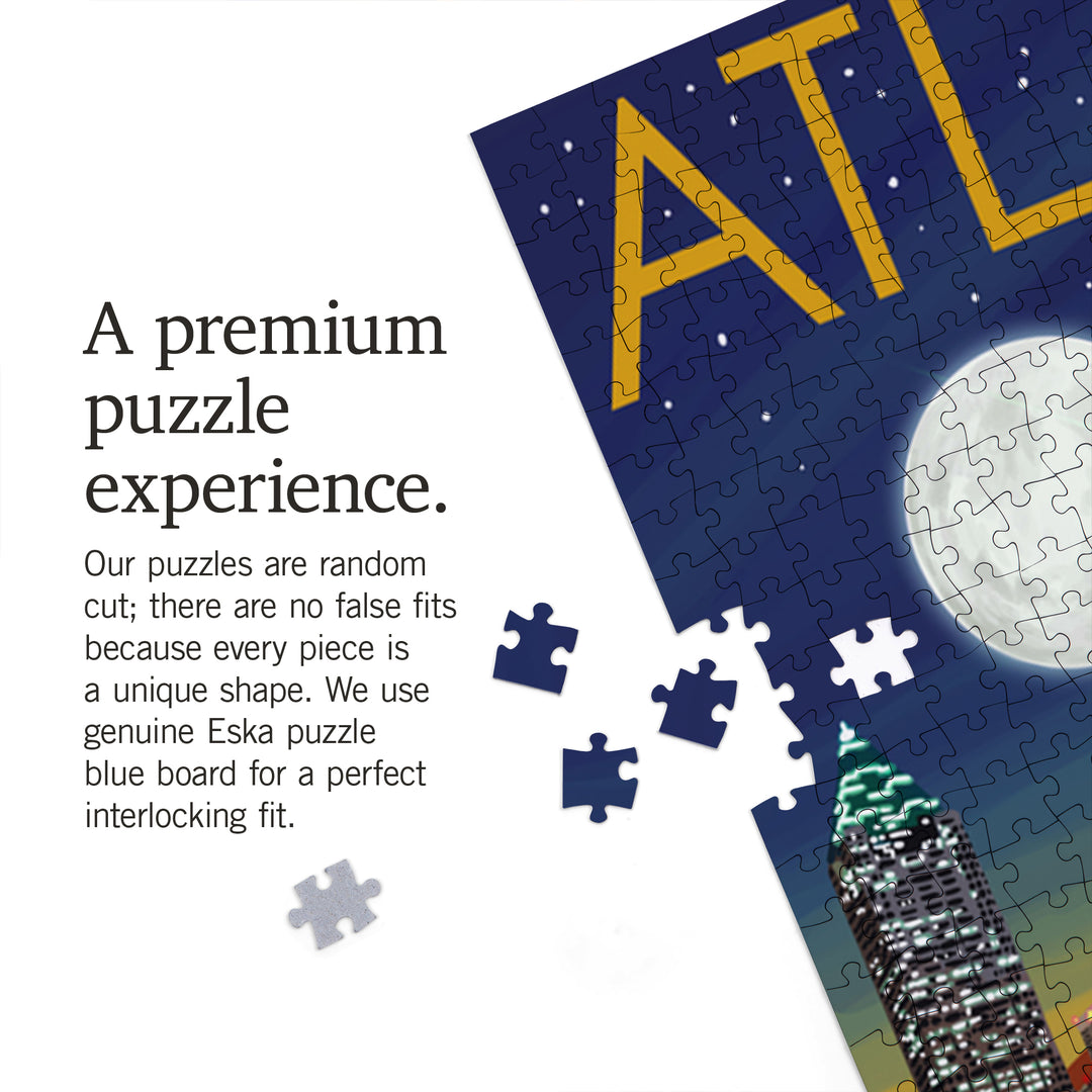 Atlanta, Georgia, Skyline at Night, Jigsaw Puzzle