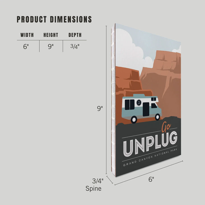 Lined 6x9 Journal, Grand Canyon National Park, Go Unplug, Retro RV, Lay Flat, 193 Pages, FSC paper