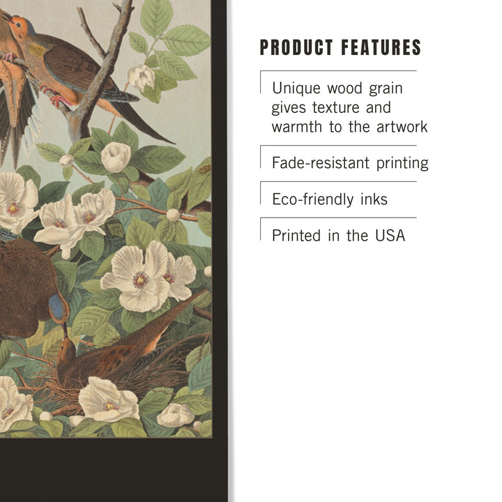 Audubon Birds North America Mourning Dove, Wood Sign and Postcards