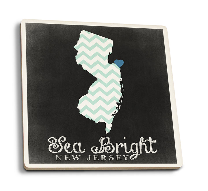 Sea Bright, New Jersey, Chalkboard, Coaster Set