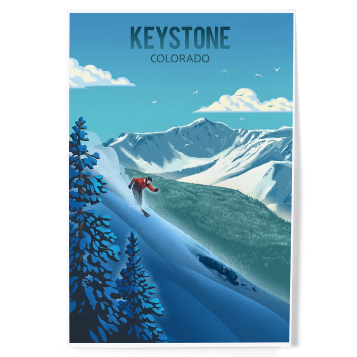 Keystone, Colorado, Lithograph, Downhill Skier, Art & Giclee Prints