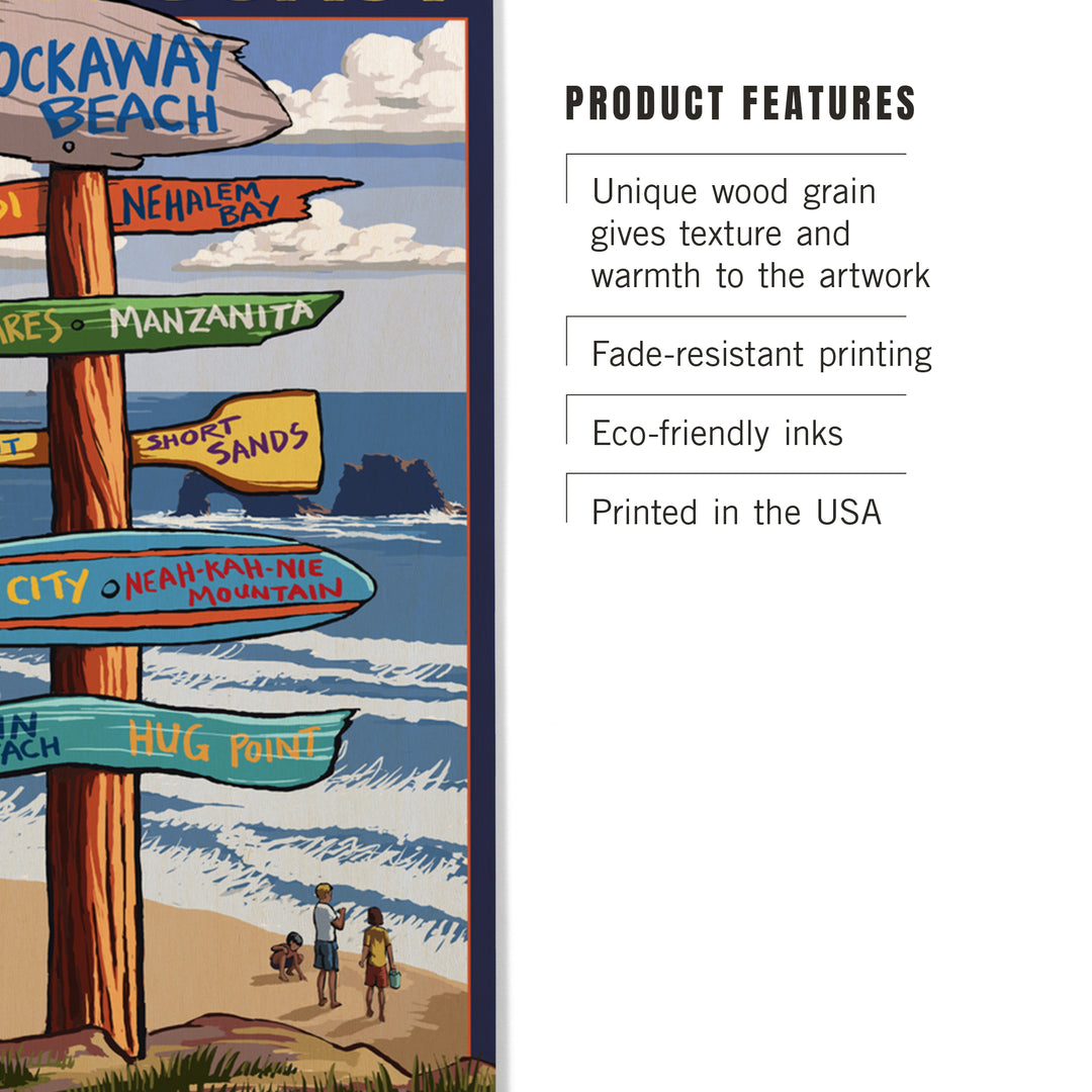 Rockaway Beach, Oregon, Destinations Sign, Lantern Press Artwork, Wood Signs and Postcards