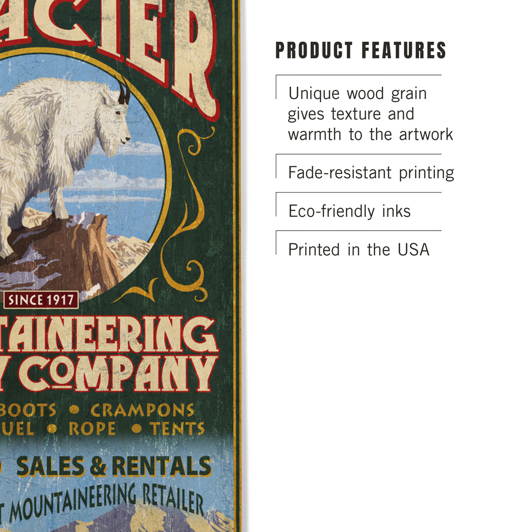 Glacier National Park, Montana, Mountain Goat Vintage Sign, Wood Sign and Postcards