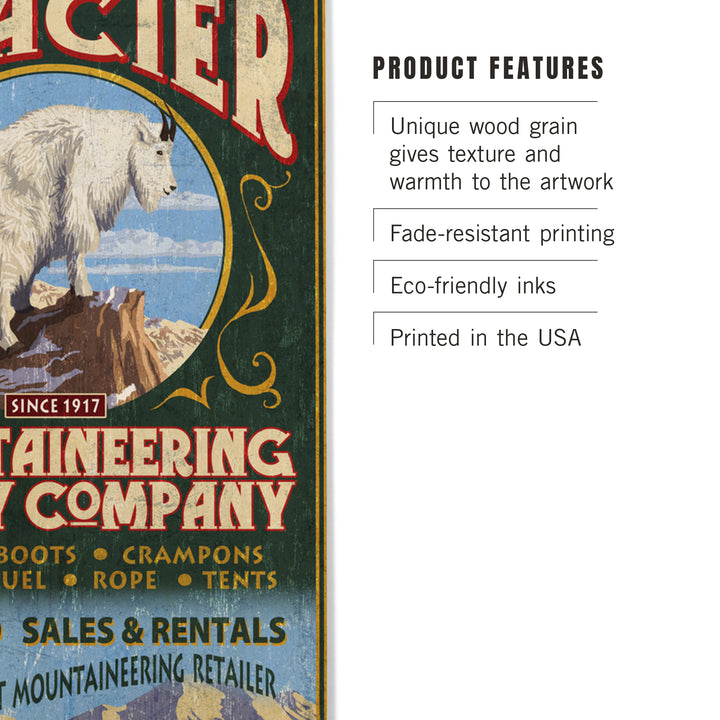 Glacier National Park, Montana, Mountain Goat Vintage Sign, Wood Sign and Postcards