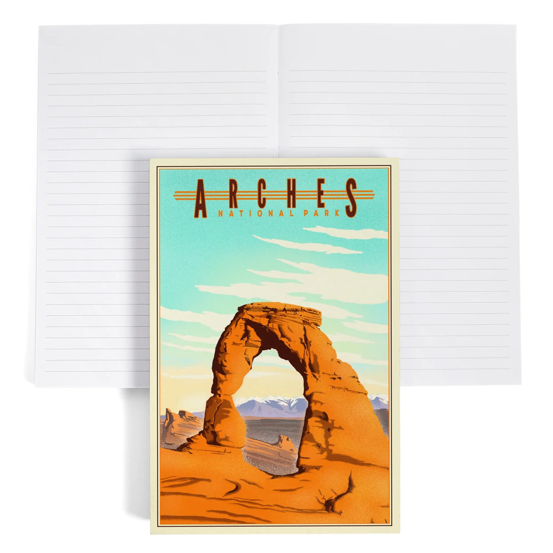Lined 6x9 Journal, Arches National Park, Lithograph, Lay Flat, 193 Pages, FSC paper