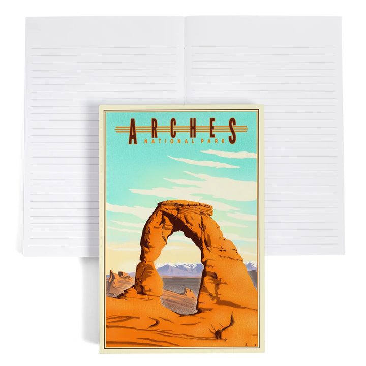 Lined 6x9 Journal, Arches National Park, Lithograph, Lay Flat, 193 Pages, FSC paper