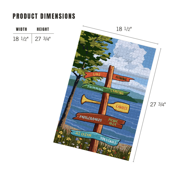 Signpost, Lake and Flowers, Jigsaw Puzzle