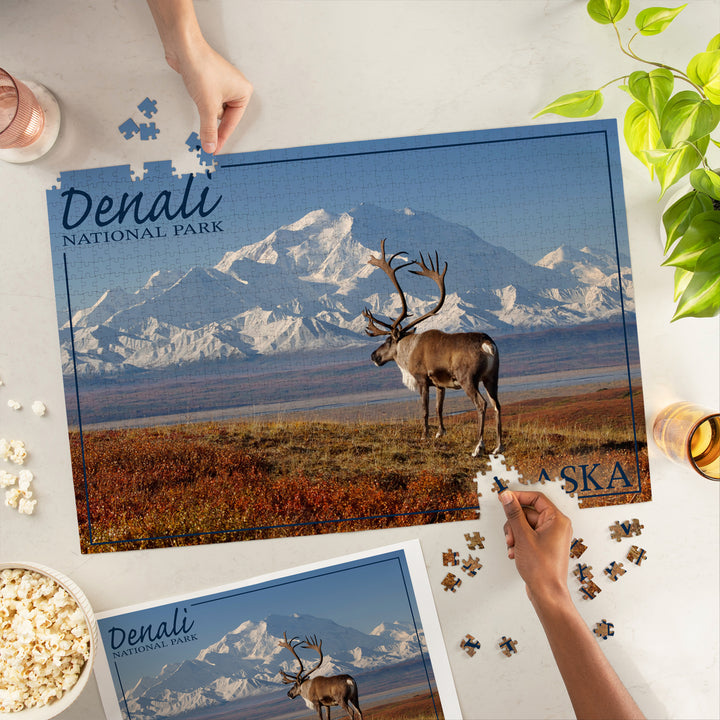 Denali National Park, Alaska, Caribou and Denali, Jigsaw Puzzle